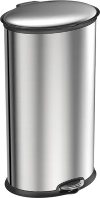 Produktbild von Ellipsenförmiger Treteimer aus gebürstetem Edelstahl | 30 Liter, HxBxT 65,3x32,5x35,6cm | Silber