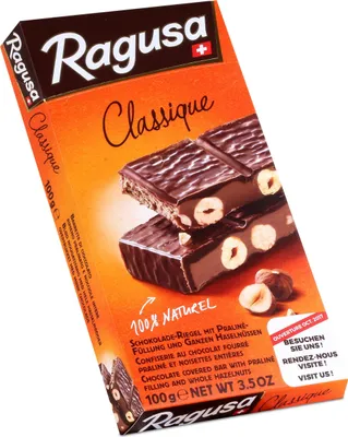 Produktbild von Ragusa Classique Schokolade-Riegel mit ganzen Haselnüssen 100g
