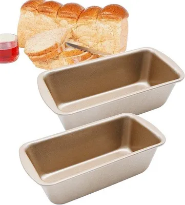Zdjęcie produktu dla Ibenzoa® Zestaw 2 formy do pieczenia chleba ze stali nierdzewnej, prostokątne, wymiary 19 x 9 x 5 cm – z powłoką nieprzywierającą, możliwość układania jedna na drugiej, do pieczenia chleba, bagietek i ciast