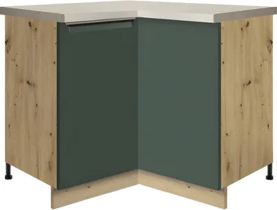 Obrázek produktu pro GLAMOUR GREEN 16D – Rohová spodní skříňka 90 × 90 cm, tmavě zelená matná