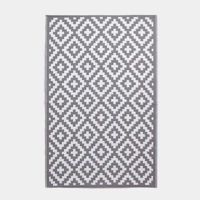 Immagine prodotto di Tappeto da esterno HOMESCAPES resistente alle intemperie, grigio-bianco, 180x270 cm; tappeto da giardino Zoe con motivi geometrici; tappeto da balcone reversibile