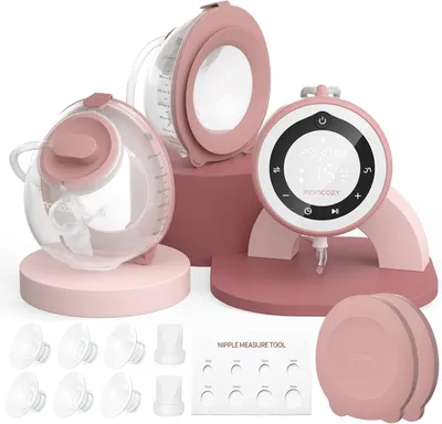 Image de Tire-lait électrique Momcozy V1 Pro - Puissance d'aspiration élevée, tire-lait double portable mains libres avec 3 modes d'aspiration précis et 15 niveaux, tire-lait