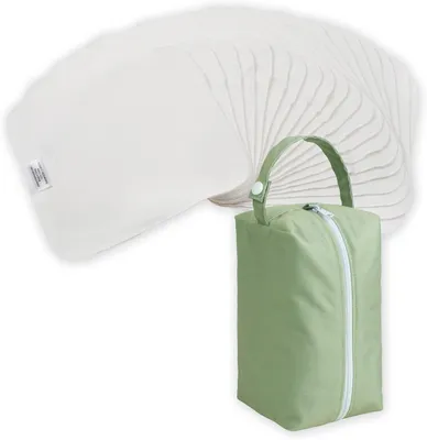 Productafbeelding van Herbruikbare katoenen washandjes voor baby's met waterdicht etui