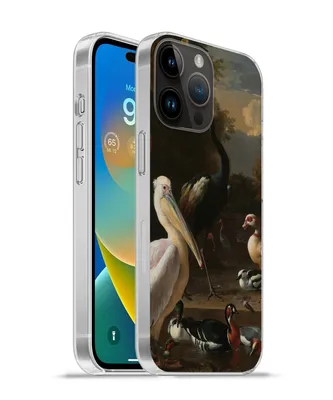 Produktbild von MuchoWow® Handyhülle Schutzhülle Hülle für Apple iPhone 14 Pro - Softcase Ein Pelikan und andere Vögel in der Nähe eines Wasserbeckens - Gemälde von Melchior d'Hondecoeter Silikon Softcase Handy Hülle - Umschlag