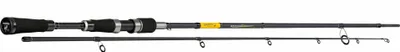 A fishing rod is shown against a white background, with a second, disassembled rod below it.