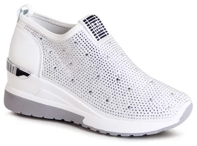 Produktbild von topschuhe24 2711 Damen Keil Sneaker Glitzer Slipper, Farbe:Weiß, Größe:38 EU