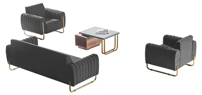 Immagine prodotto di Arbeitszimmer Stoffsofas Set 3-Sitzer 2x Sessel Couchtisch Modern Stil