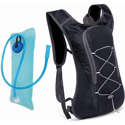 Produktbild von Trinkrucksack inkl. 2L Trinkblase - Wasserrucksack für Wandern Laufen Radfahren Wintersport Schwarz