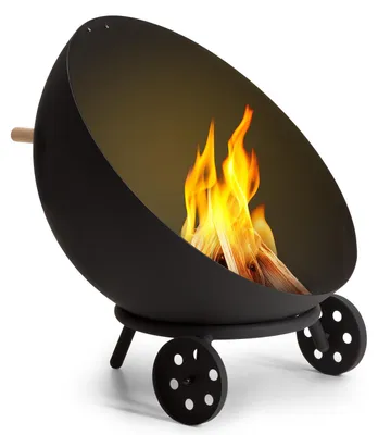 Produktbild von Blumfeldt Feuerschale, Outdoor Stahl-Feuerschale Groß für Balkon & Camping, Mobile Feuerschale 70 cm, Tragbare Feuerschalen mit Bodenrollen, Wetterfeste Feuerschale für den Garten, Runde Feuerstelle