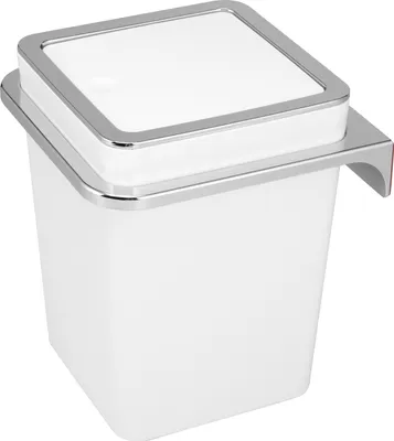 Obrázok produktu pre bremermann SAVONA kozmetický kôš vrátane nástenného držiaka // s výklopným vekom // vedro na kúpeľ, plast, 6 litrov (biely, štvorcový)