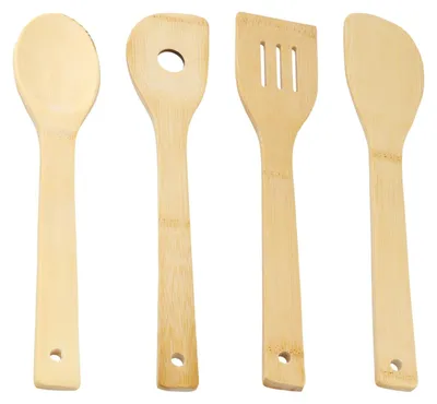 Productafbeelding van Set van 4 houten keukengerei, inclusief spatula en lepel