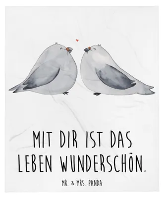 Produktbild von Mr. & Mrs. Panda Decke Turteltauben Liebe - Weiß - Geschenk, Kuscheldecke, Jahrestag, Bettdecke, Hochzeitstag, Wohndecke, Tagesdecke, Freundin, Verliebt, Paar, Plaid