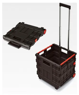 Produktbild von Klappbarer Kunststoff-Einkaufstrolley mit Rädern - 35 L - Transportbox mit Teleskopgriff