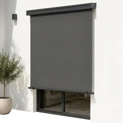 Produktbild von Mucola Senkrechtmarkise 160x250 cm Markise Anthrazit Balkonmarkise mit Handkurbel Seitenmarkise Windschutz Vertikalmarkise