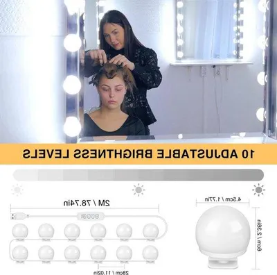 Immagine prodotto di Lampada LED a 3 colori dimmerabile per il trucco, 10 LED, bagno