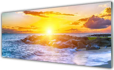 Produktbild von Acrylglasbilder 125x50 Wandbild Druck Sonne Meer Landschaft