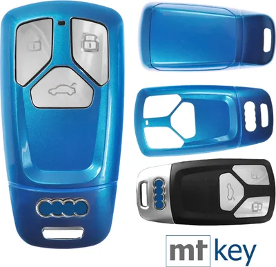 Produktbild von Auto Schlüssel Kunststoff Hülle ABS Plastik Schutz Cover Blau kompatibel mit Audi A4 A5 A6 A7 TT Q2 Q5 Q7 A8 Q8 KEYLESS SMARTKEY