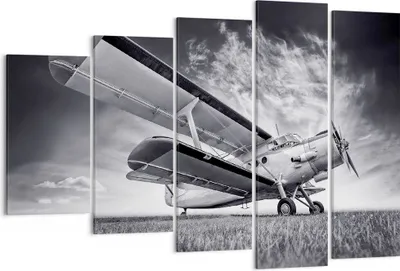 Produktbild von Bild auf Leinwand - Leinwandbild - 5 Teile - Flugzeug An-2 Schwarzweiß - 150x100cm - Wand Bild - Wanddeko - Wandbilder - Leinwanddruck - Bilder - Wanddekoration - Leinwand bilder - EG150x100-4363