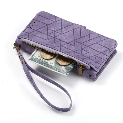 Produktbild von Für ZTE Blade A73 4G Kunstleder Zipper Wallet Tasche mit Schlaufe Schutz Hülle Case Cover Lila