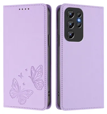 Immagine prodotto di Custodia in pelle per Oukitel C1 / C1 Pro, con motivo a farfalla, custodia a portafoglio con supporto, viola chiaro
