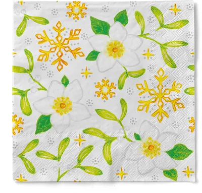 Produktbild von Tissue Serviette Mistletoe, 3-lagig, 33 x 33 cm, 100 Stück - Mank - Weihnachtsserviette
