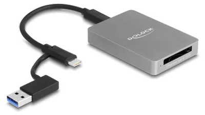 Productafbeelding van Delock USB Type-C kaartlezer met aluminium behuizing voor CFexpress- of XQD-geheugenkaarten