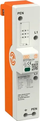 Productafbeelding van OBO MCF25-NAR-TNC Bliksemafvoerklemrail, driepolig, 255V, artikelnummer 5096950