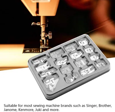 Produktbild von Nähmaschinenzubehör Nähfuß-Set, 16-teilig, universelle Nähmaschinen-Nähfüße mit unsichtbarem Reißverschlussfuß, Rollfuß, Quiltfuß und Saumfuß, kompati