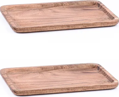 Produktbild von 2er Set Akazienholz Serviertablett Servierbrett Anea 30x20cm