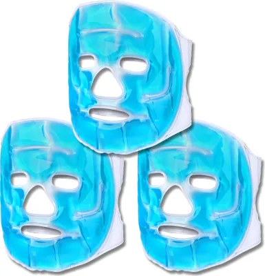 Produktbild von Schramm® 3er Set Kühlmasken Blau Gesichtsmaske Kühlmaske Kühlbrille Augenmaske Gelmaske Schlafmaske Entspannungsmaske Gelbrille Migräne Maske Brille