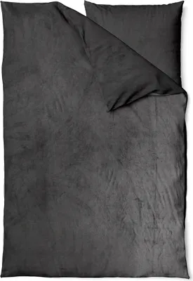 Produktbild von Winter Bettwäsche Teddy Plüsch 135x200 + 80x80 Bettbezug Cashmere Touch Nicki Uni / Wende Anthrazit