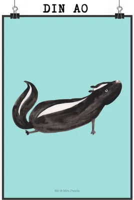 Produktbild von Mr. & Mrs. Panda Bild Stinktier Yoga DIN A0 - Türkis Pastell - Geschenk, Posterdruck, Lebe, drucke, Raubtier, Skunk, Wandbild, kunstdruck poster, Namaste, Deko