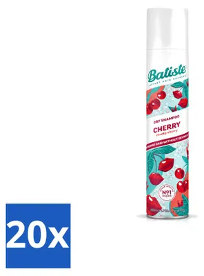 Image de 20 flacons de shampooing sec Batiste à la cerise, parfum de fleur de cerisier - 200 ml - Pack économique - 20 pièces