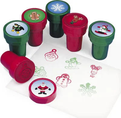 Produktbild von Kinderstempel Weihnachtsmann Pinguin Lebkuchenmann 6 Stück