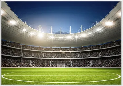 Produktbild von Wallario Wandbild Fußballstadion Mittellinie, Größe: 70,30 x 100,30 cm, Poster mit weißem Kunststoffrahmen
