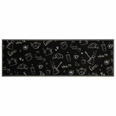Produktbild von vidaXL Küchenteppich Waschbar Morgen Schwarz 60x180 cm Samt