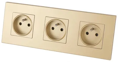 Zdjęcie produktu dla Gniazdo Potrójne Plastikowe LINEA Złote Ramka Potrójna i 3 x Gniazdko MIUUN, productTiles.product.images.aiGenerated