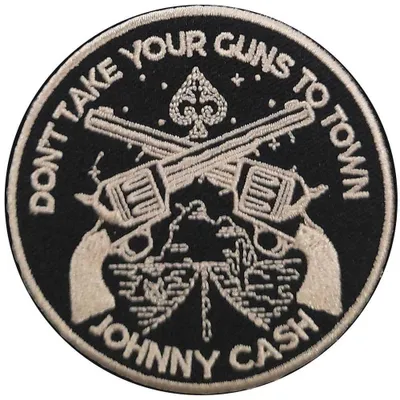 Produktbild von Johnny Cash - Standardgröße - Patch "Don´t Take Your Guns" - Baumwolle RO4629 (Einheitsgröße) (Schwarz/Beige)