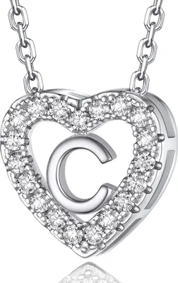 Image de Chaîne de coeur avec pendentif lettres A-Z Moissanite Diamant Initiales Collier Femme