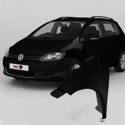 Productafbeelding van BLU Spatbord geschikt voor Volkswagen Golf V+ / Golf 5 PLUS L041 LO41 Links Zwart Schwarz | 2005-2009 | Voorzijde | Gelakt | Montageklaar
