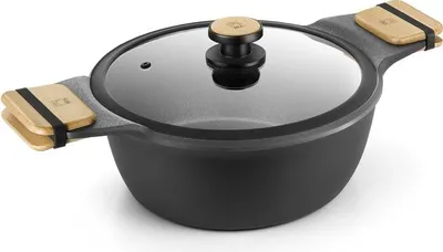 Produktbild von BRA Market | Hoher Kochtopf 28 cm, Aluminiumguss mit Antihaftbeschichtung, PFOA-frei, für alle Herdarten einschließlich Induktion geeignet