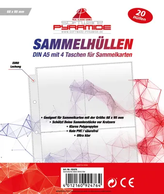 Produktbild von Sammelkarten Hüllen A5 20er - Pokémon, Schutz, 68x95 mm