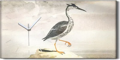 Produktbild von Dekor Leinwand Uhr Wandbilder 60x30 Zeichnung Tier Vogel Himmel Wolken - weiße Hände