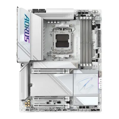 Produktbild von GIGABYTE AORUS X870E PRO ICE - Motherboard - ATX - Socket AM5 - AMD X870E Chipsatz - USB-C 3,2 Gen 2x2, USB4, USB 3,2 Gen 1, USB 3,2 Gen 2 - 2,5 Gigabit LAN, Bluetooth, Wi-Fi 7 - Onboard-Grafik (CPU erforderlich) - HD Audio (8-Kanal) (X870E AORUS PRO ICE)