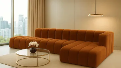 Produktbild von Kaiser Möbel Ecksofa mit Hocker GRAND L, stoff Salvador, Braun, Rechts