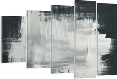 Produktbild von Bild auf Leinwand - Leinwandbild - 5 Teile - Abstraktion Schwarz Weiß - 150x100cm - Wand Bild - Wanddeko - Wandbilder - Leinwanddruck - Bilder - Wanddekoration - Leinwand bilder - EG150x100-4173