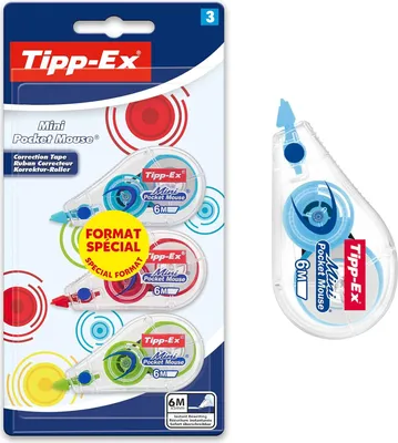 Produktbild von Tipp-Ex Korrekturroller Mini Pocket Mouse, 6m x 5mm, 3 Stück
