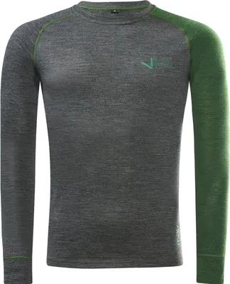 Produktbild von BLACK CREVICE - Herren Langarmshirt aus Merino Wolle | Funktionsunterwäsche | Base Layer | Farbe: Anthrazit/Grün | Gr: M