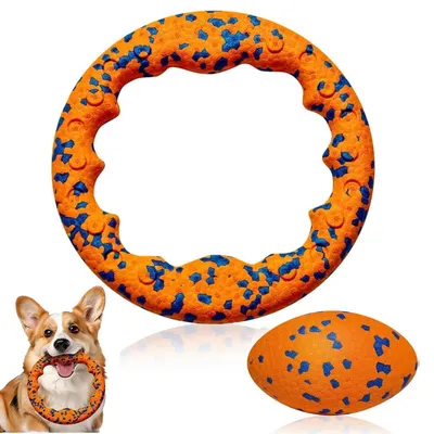 Produktbild von Hundespielzeug 2er Set: Ring & Ball, Orange, ETPU, für kleine bis mittelgroße Hunde