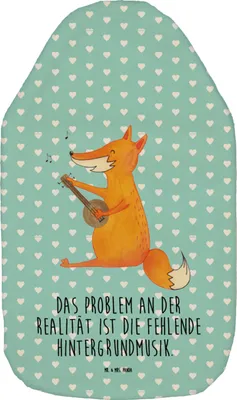 Produktbild von Mr. & Mrs. Panda Wärmflasche Fuchs Gitarre - Türkis Pastell - Geschenk, Wärmflaschen, Singen, Optimistisch, naturkautschuk, Füchse, Wärmekissen, Musik, Kuschelwärmflasche